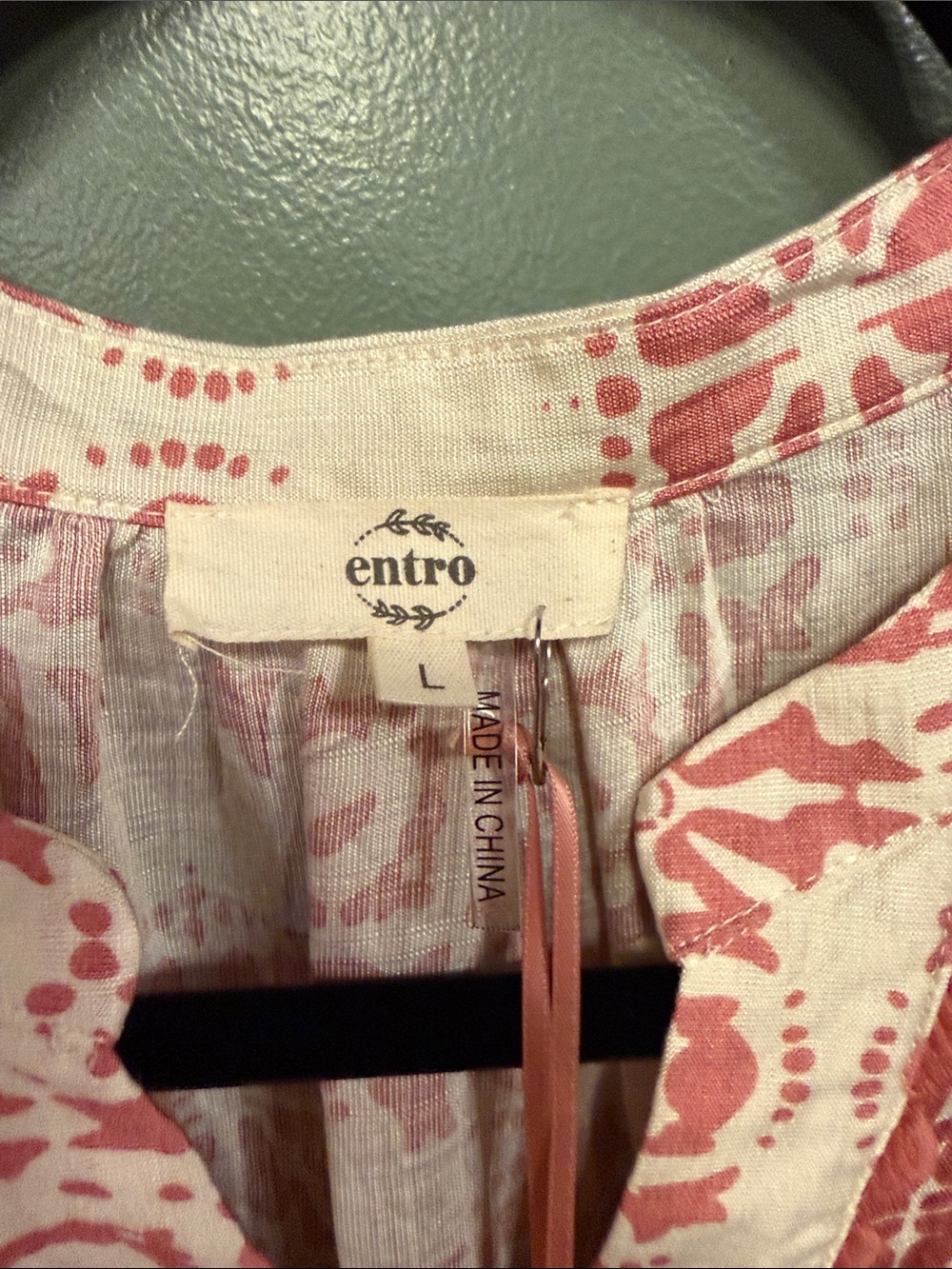 entro Pink and White Printed Puff Sleeve Blouse - Picture 3 of 6
